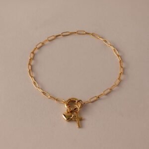 Cross & Heart Charm Bracelet