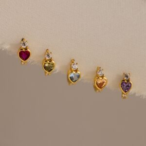 Birthstone Heart Hoops