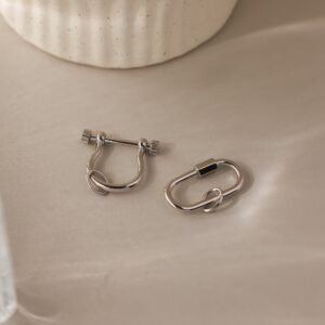 Bar & Carabiner Charm Set in Silver