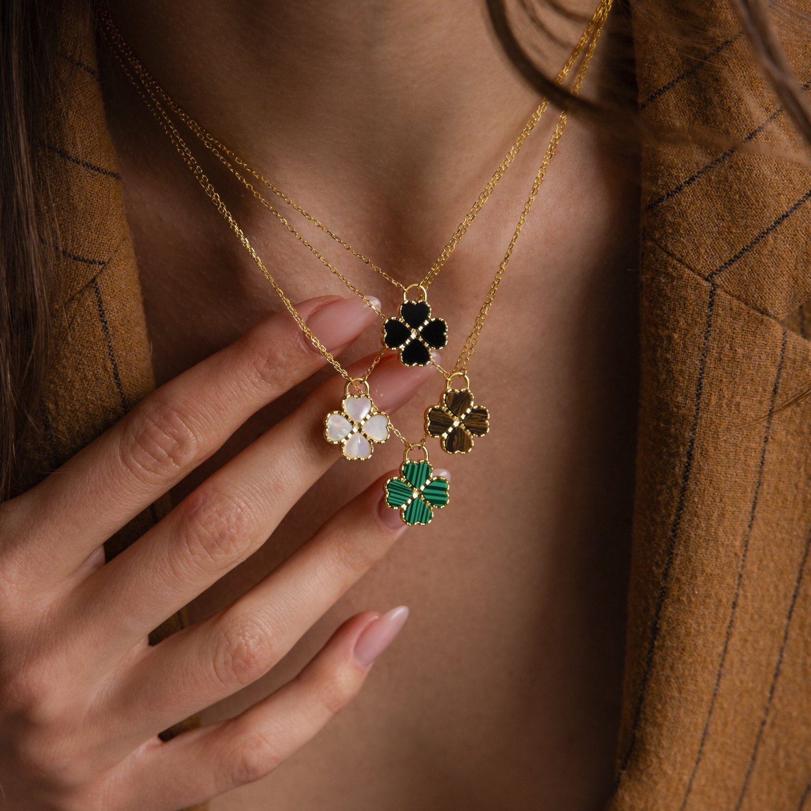 Gemstone Clover Necklace