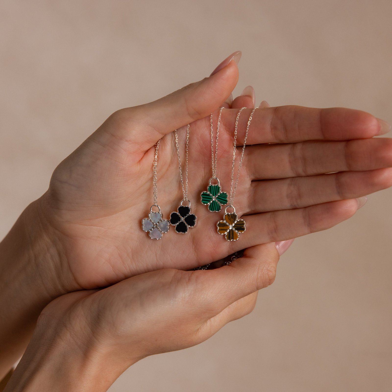 Gemstone Clover Necklace