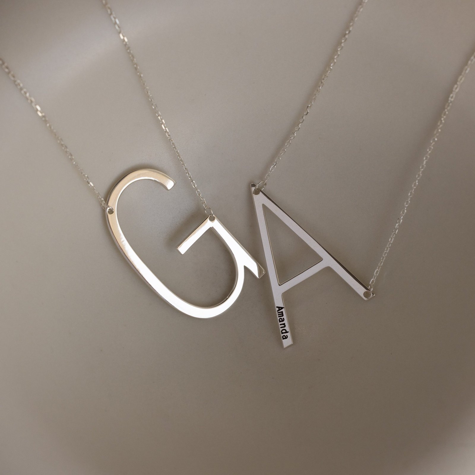 Large Sideways Initial Necklace