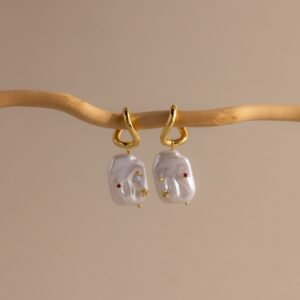 Celestial Baroque Pearl Charm Hoops