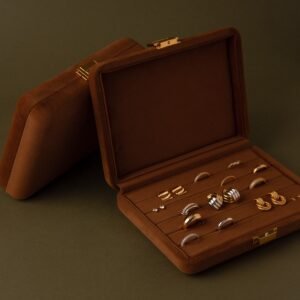 Brown Rectangle Velvet Jewelry Case