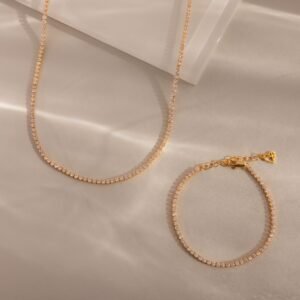 Dainty Diamond Tennis Necklace & Bracelet Set