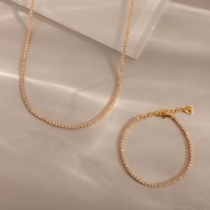 Dainty Diamond Tennis Necklace & Bracelet Set