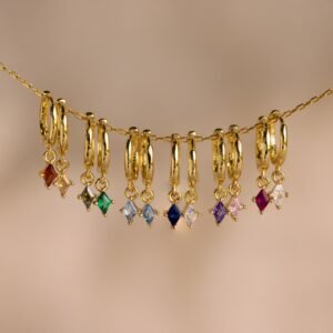 Birthstone Drop Huggies