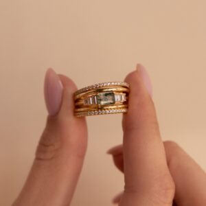 Agate Diamond Rings Set