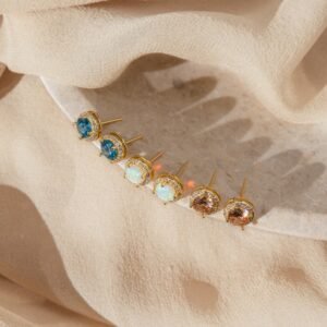 Halo Birthstone Studs