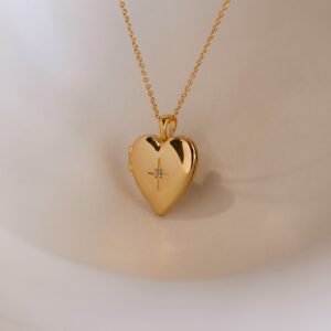 North Star Heart Locket Necklace
