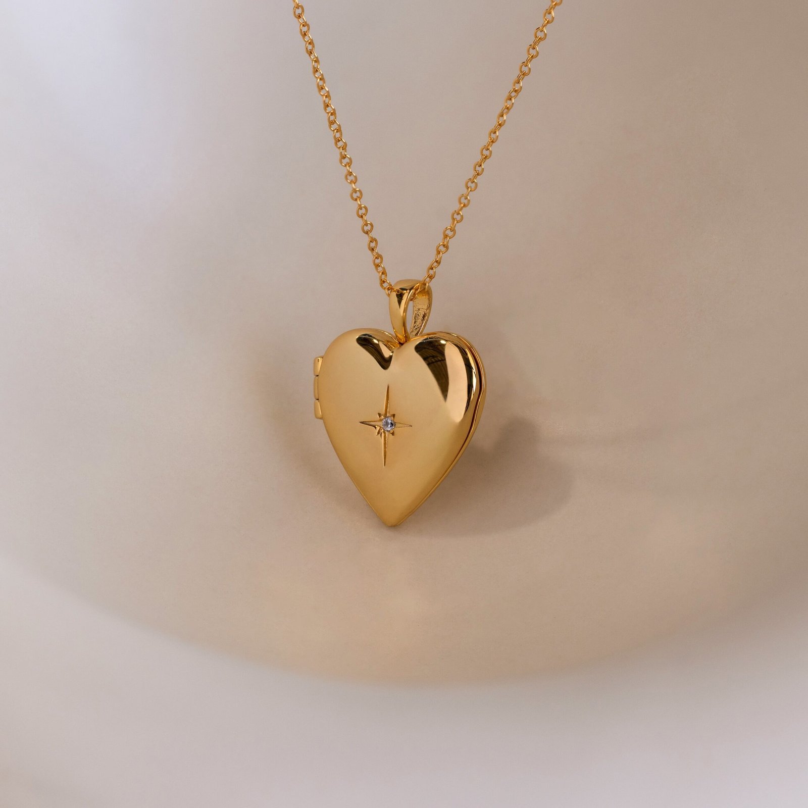 North Star Heart Locket Necklace