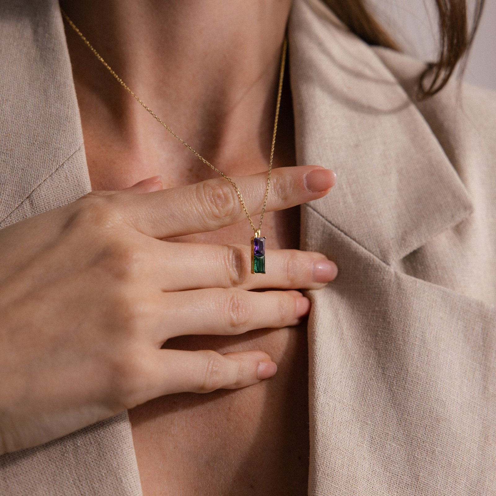 Duo Birthstone Name Necklace