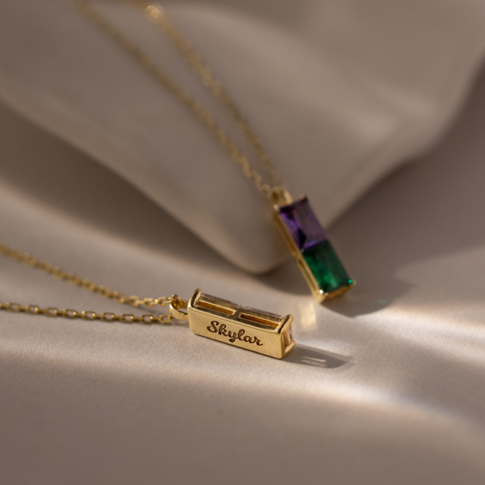 Duo Birthstone Name Necklace