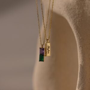 Duo Birthstone Name Necklace