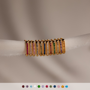 Baguette Birthstone Link Earrings