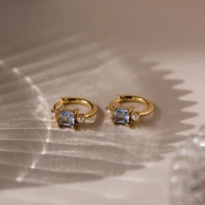 Aquamarine Pearl Huggies