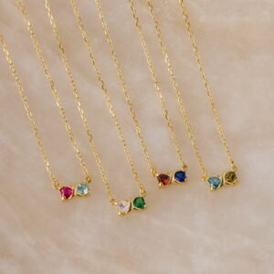 Toi et Moi Infinity Heart Birthstone Necklace