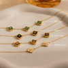 Gemstone Clover Letter Necklace
