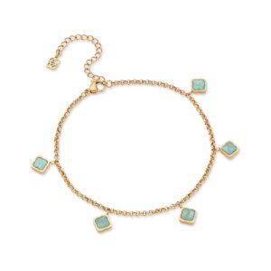 Amazonite Clover Anklet (Gold)