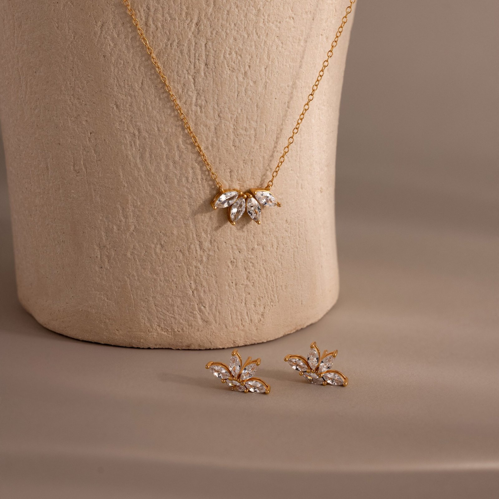Marquise Diamond Necklace & Earrings Set