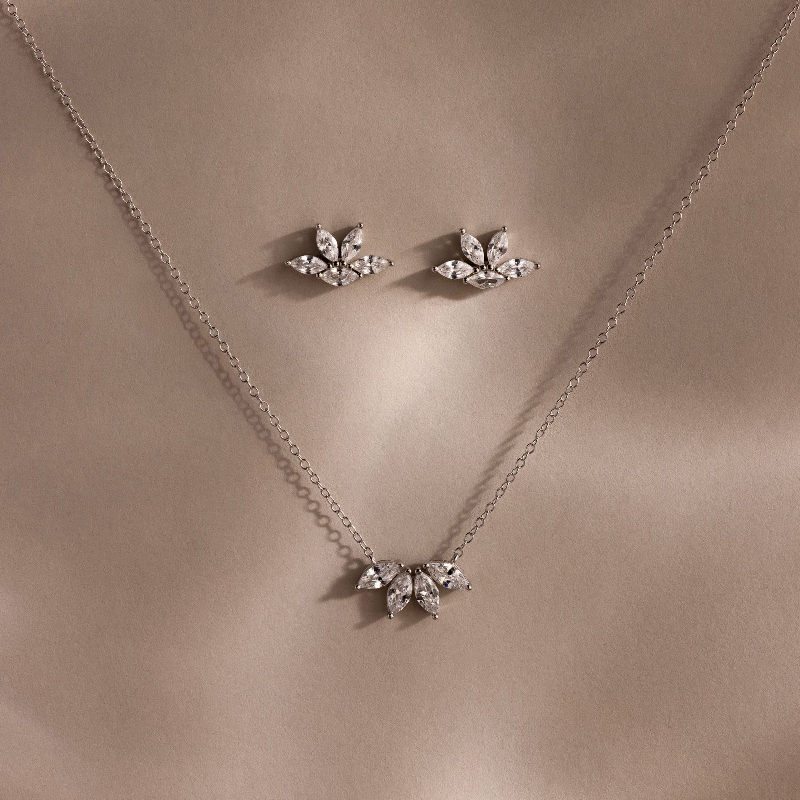 Marquise Diamond Necklace & Earrings Set