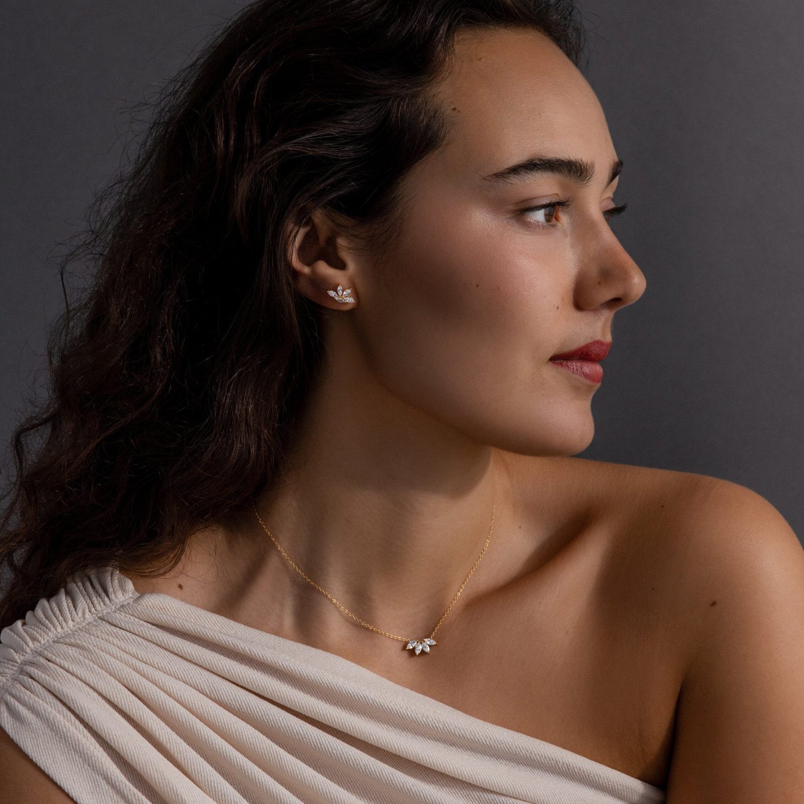 Marquise Diamond Necklace & Earrings Set