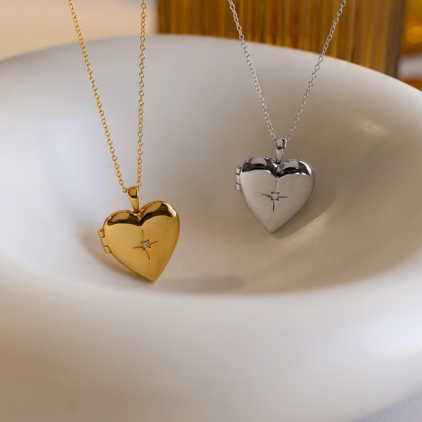 North Star Heart Locket Necklace
