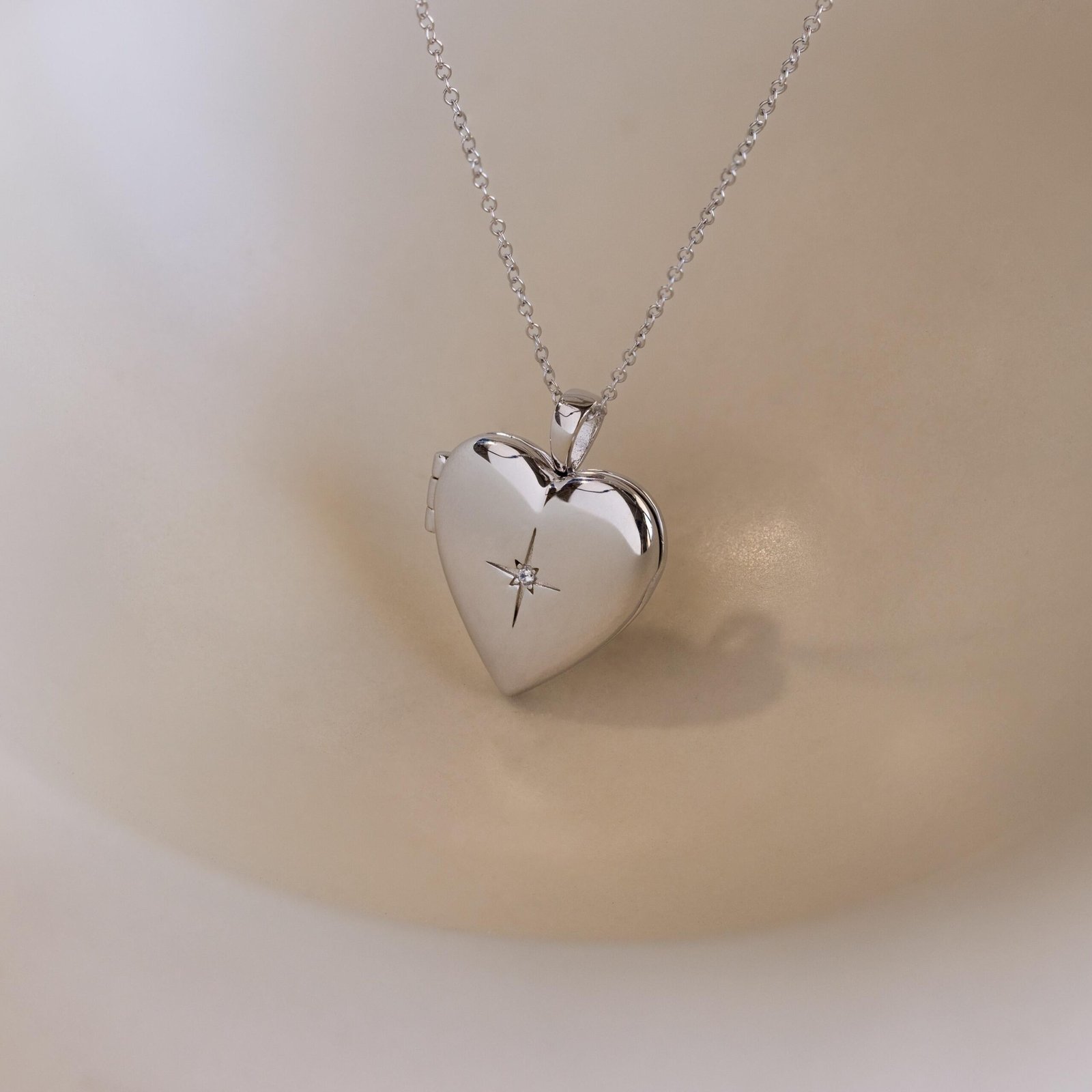 North Star Heart Locket Necklace