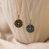 Malachite Compass Locket Necklace