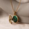 Malachite Compass Locket Necklace