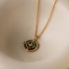 Malachite Compass Locket Necklace