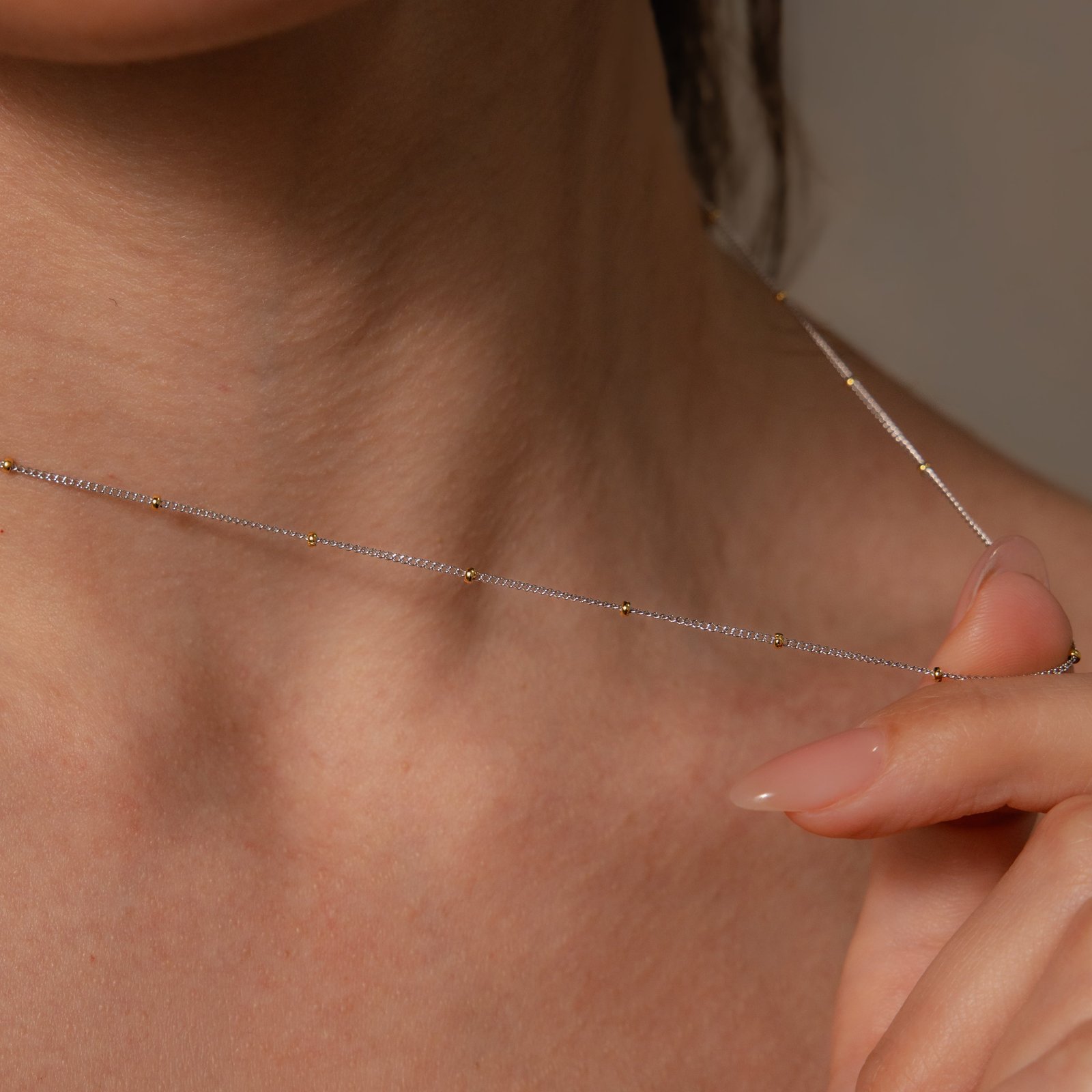 Mixed Metal Beaded Necklace