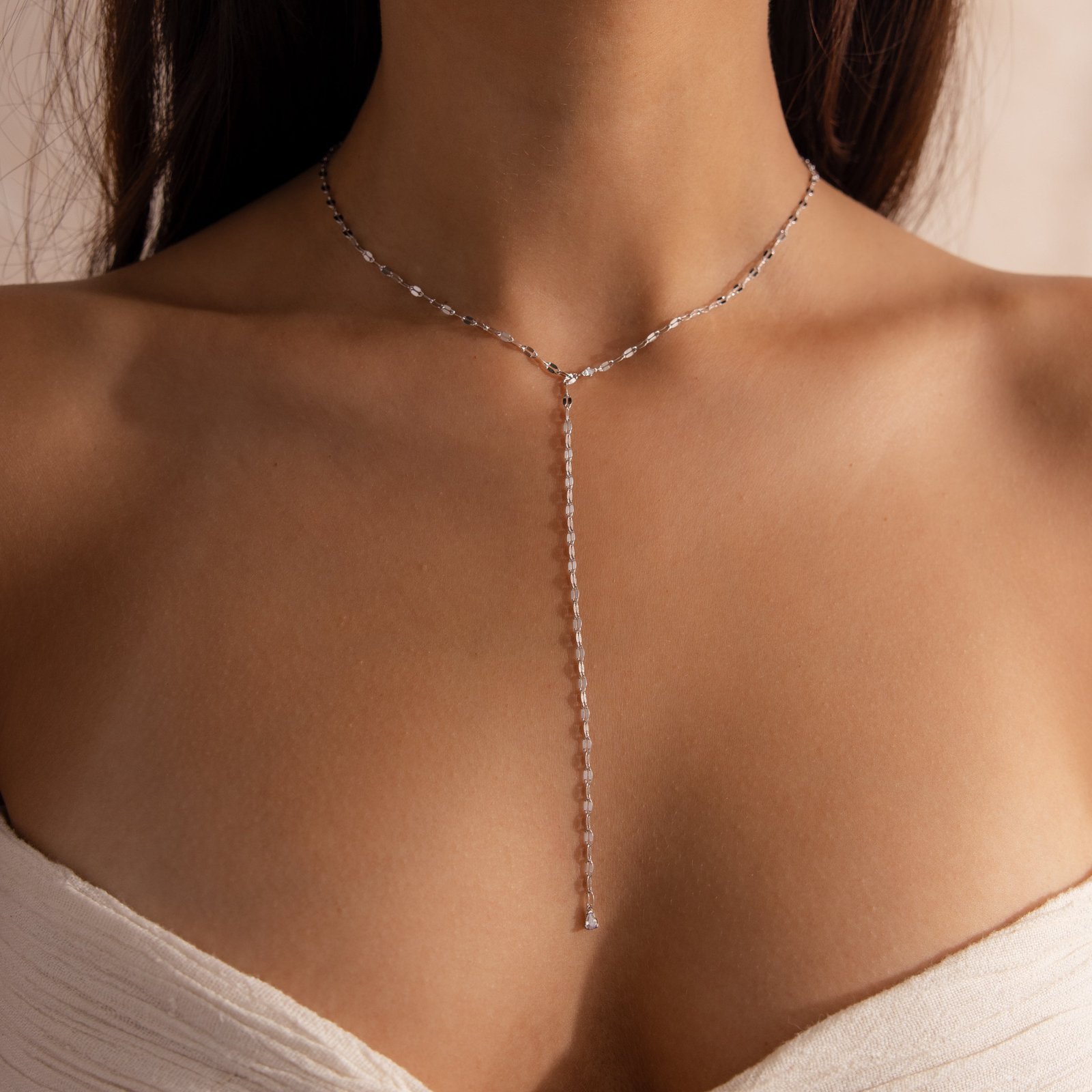 Sparkling Diamond Lariat Necklace