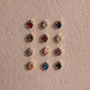 Rhombus Birthstone Flatback Studs