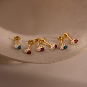 Tiny Duo Birthstone Flatback Studs