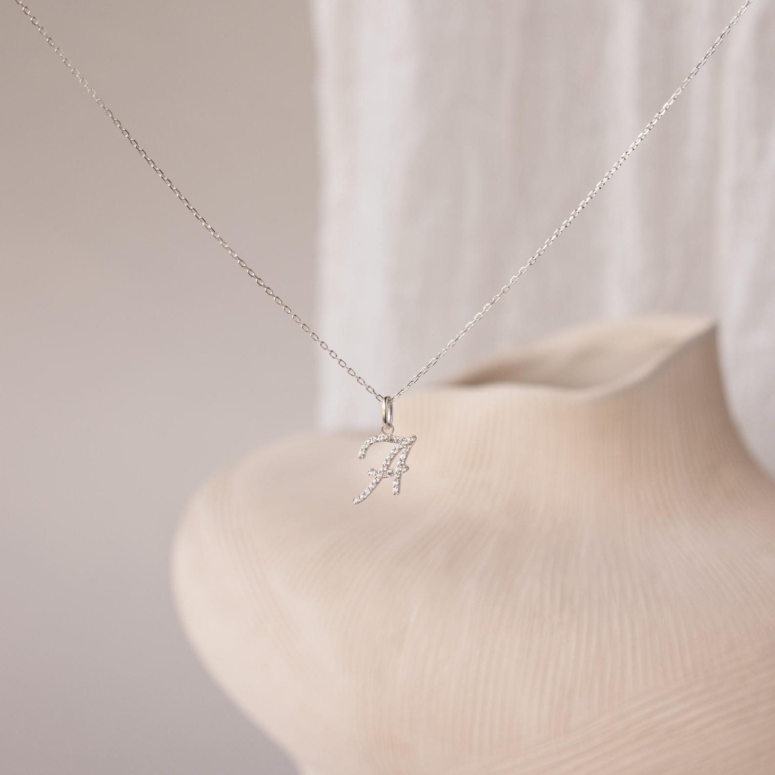 Large Pave Initial Necklace