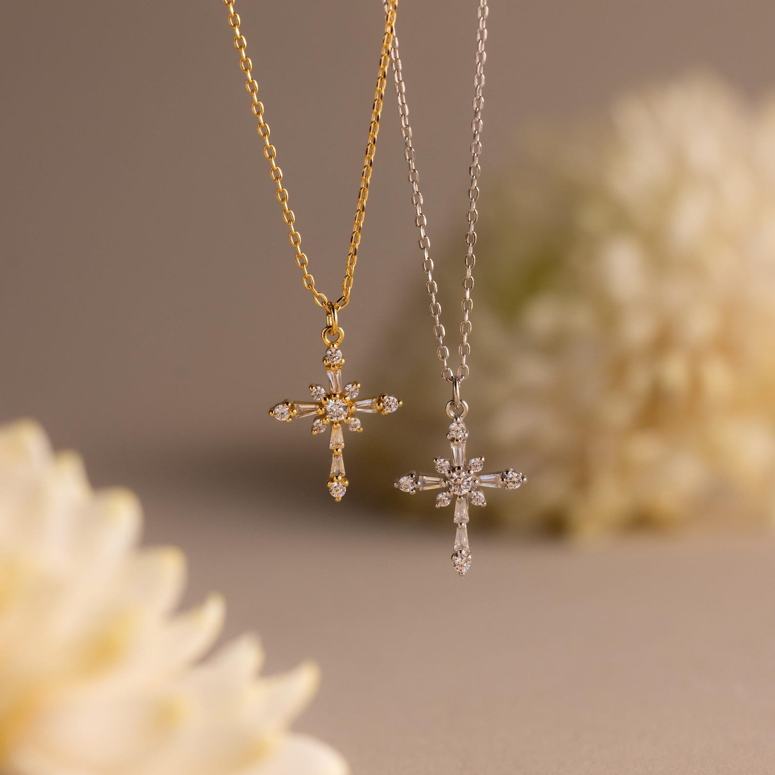 Vintage Diamond Cross Necklace