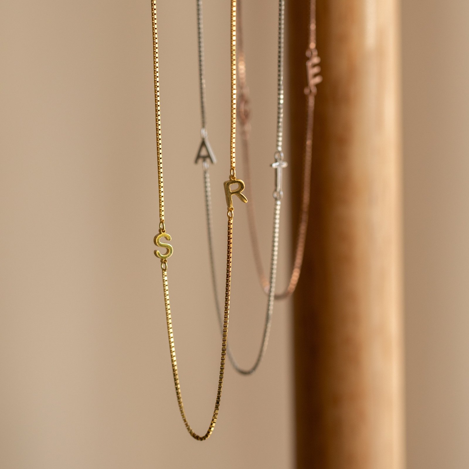 Duo Initial Necklace in Box Chain