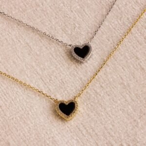 Pave Onyx Heart Necklace