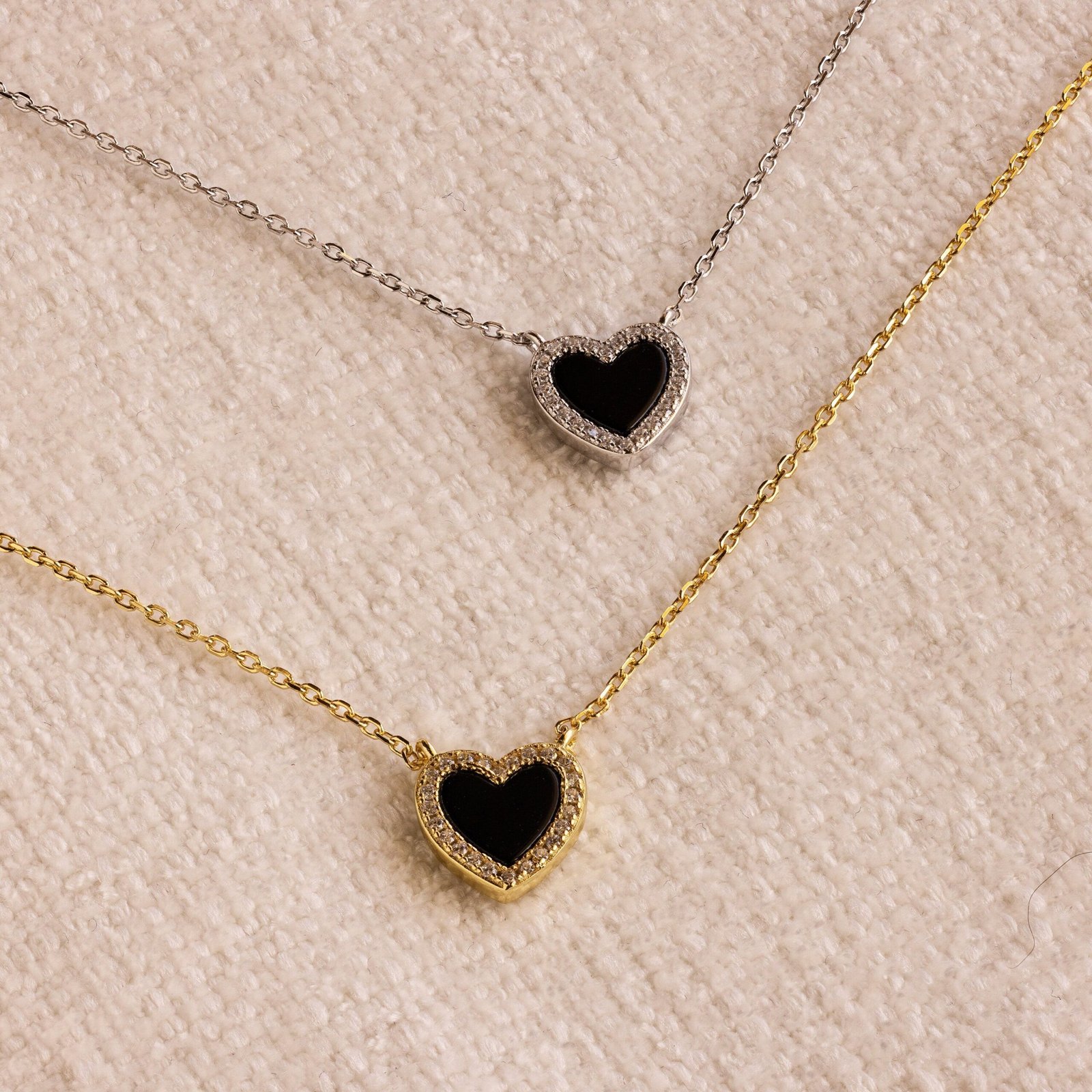 Pave Onyx Heart Necklace