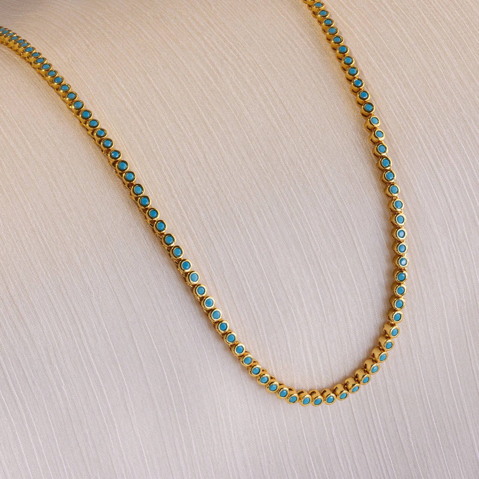 Turquoise Bezel Tennis Necklace