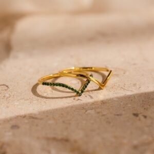 Chevron Birthstone Rings Set