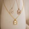 Pave Pearl Initial Necklace