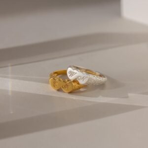 Duo Initial Heart Ring