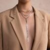 Long Y Herringbone Chain Necklace
