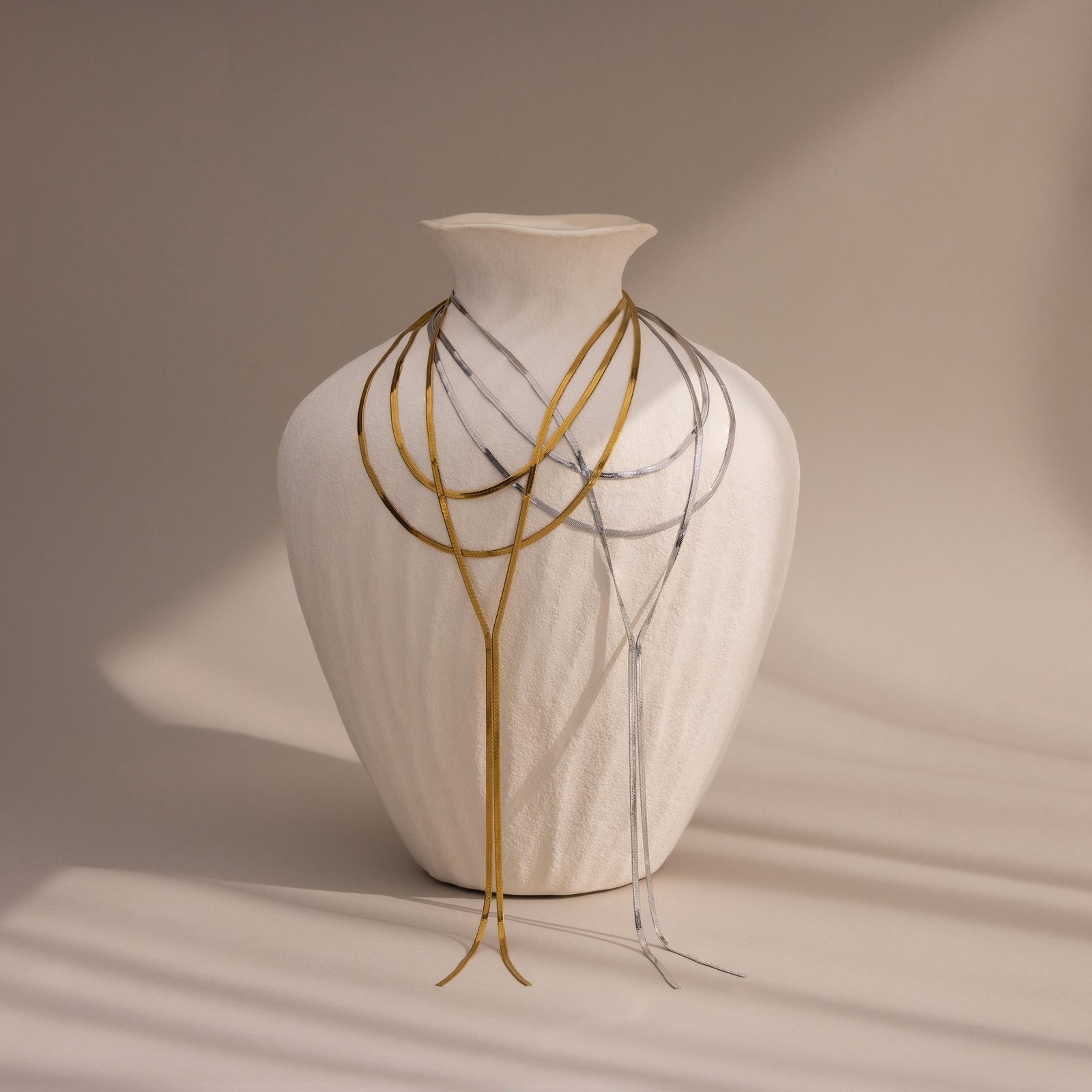 Long Y Herringbone Chain Necklace