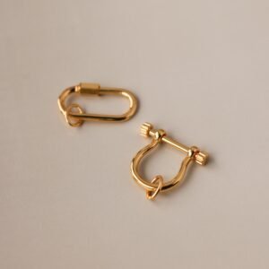 Bar & Carabiner Charm Set in 18K Gold