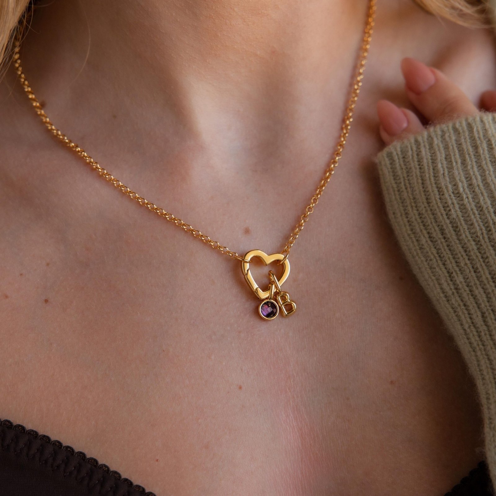 Rolo Heart Clasp Necklace