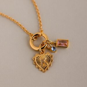 Cable Circle Charm Necklace in 18K Gold