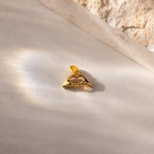 Heart Hand Charm in 18K Gold